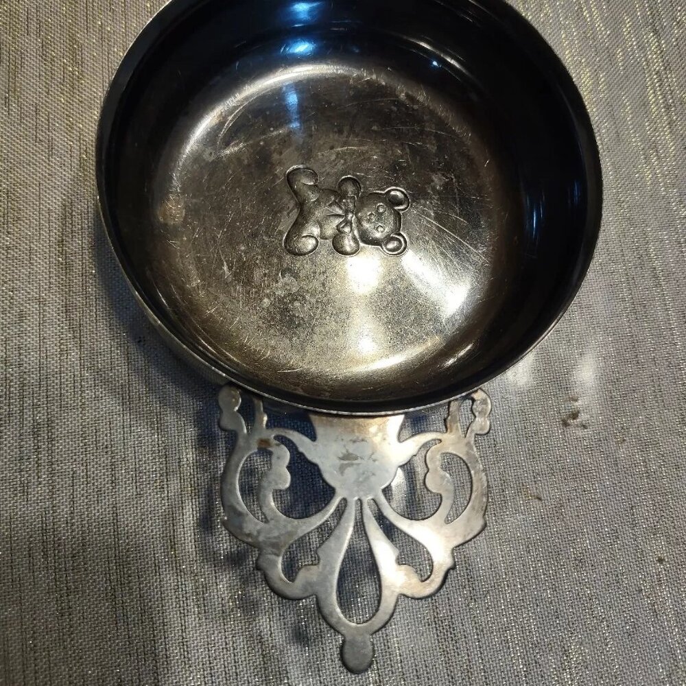 Lunt Silver Plate Baby Teddy Bear Porringer C-191T
